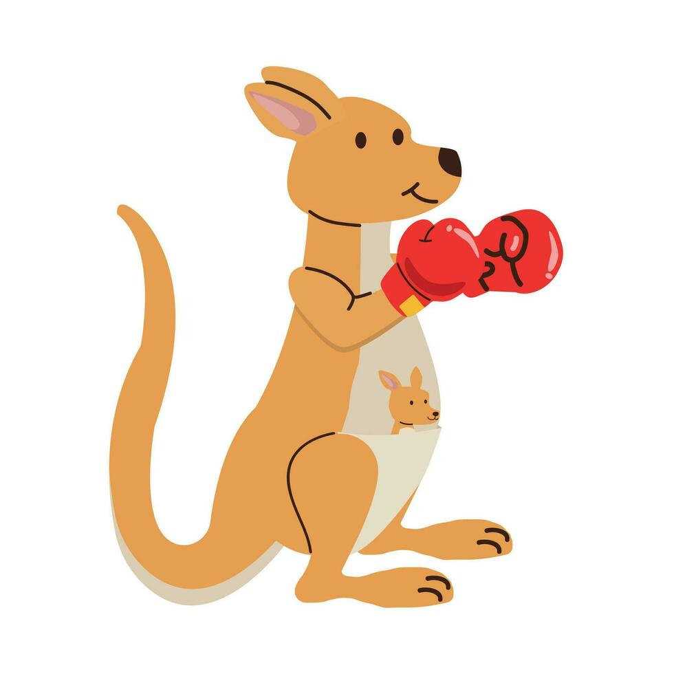 Kangaroo boxing With Baby cartoon vector