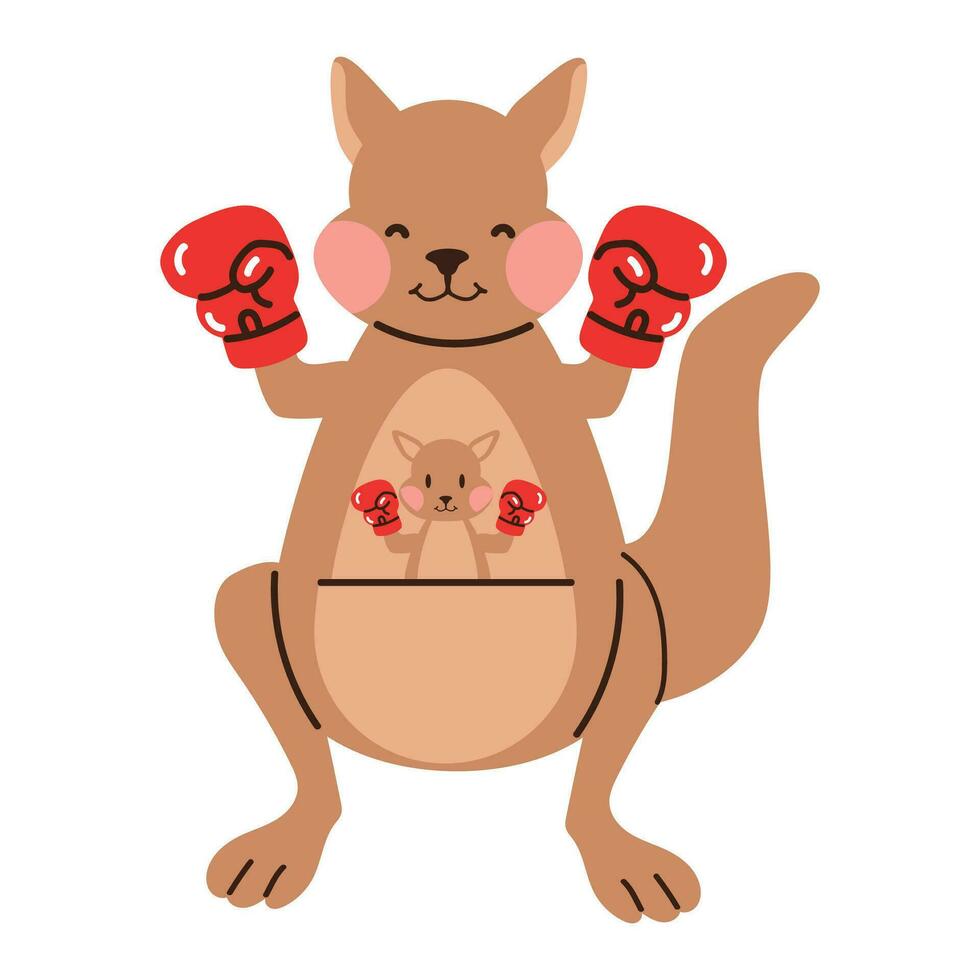 vector ilustración de canguro boxeo dibujos animados