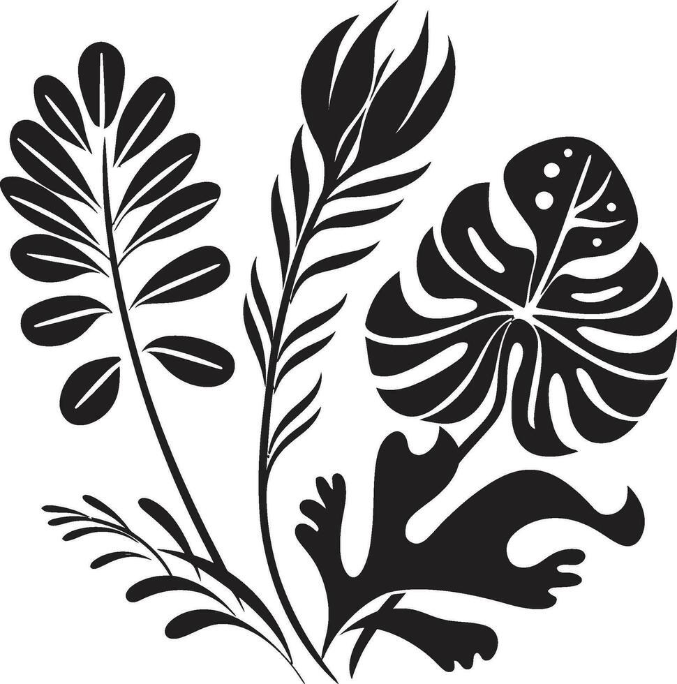 tropical florecer vector diseño isla botánicos negro icono