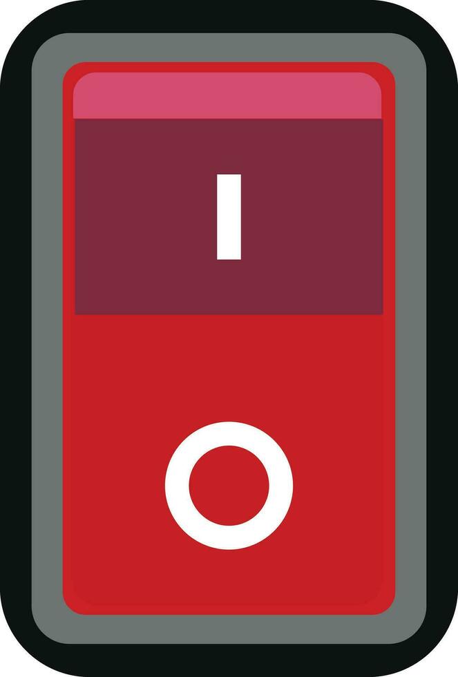 Red pc electric switch icon. Circuit breaker logo. Power toggle switch sign. Fuse panel symbol. flat style. vector