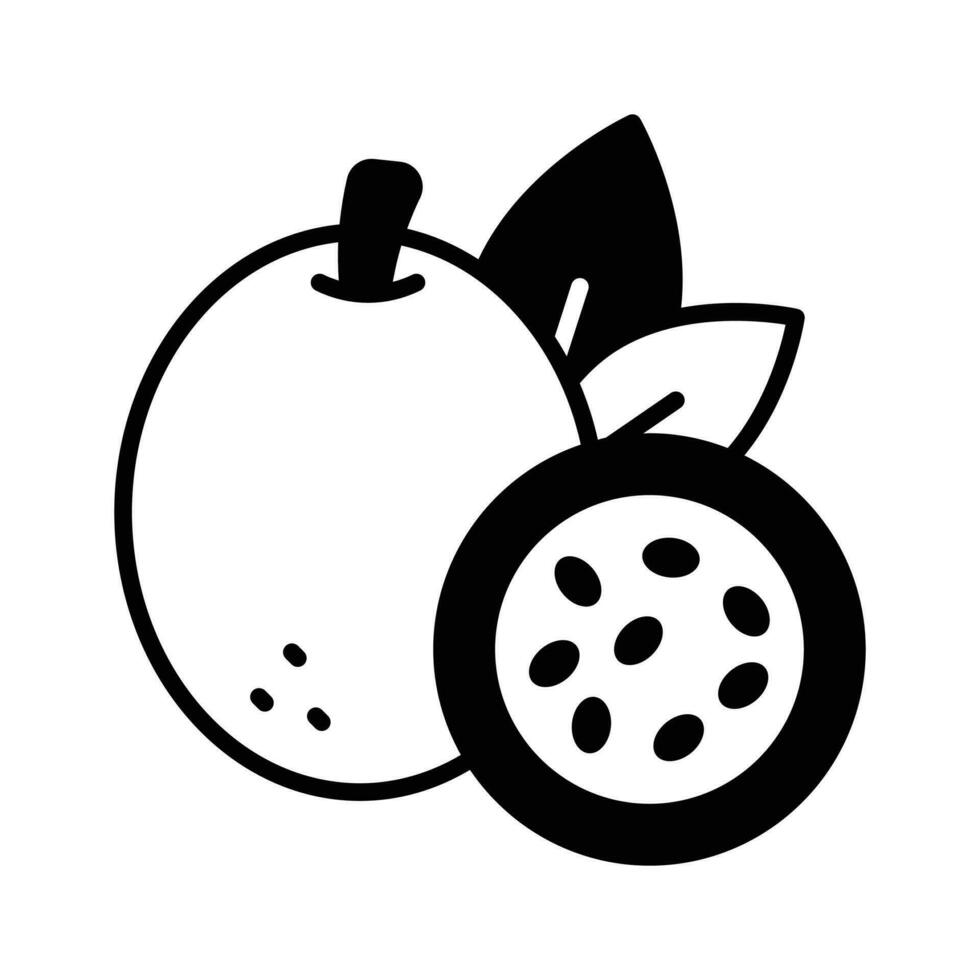 An amazing icon of passion fruit, healthy and organic food vector