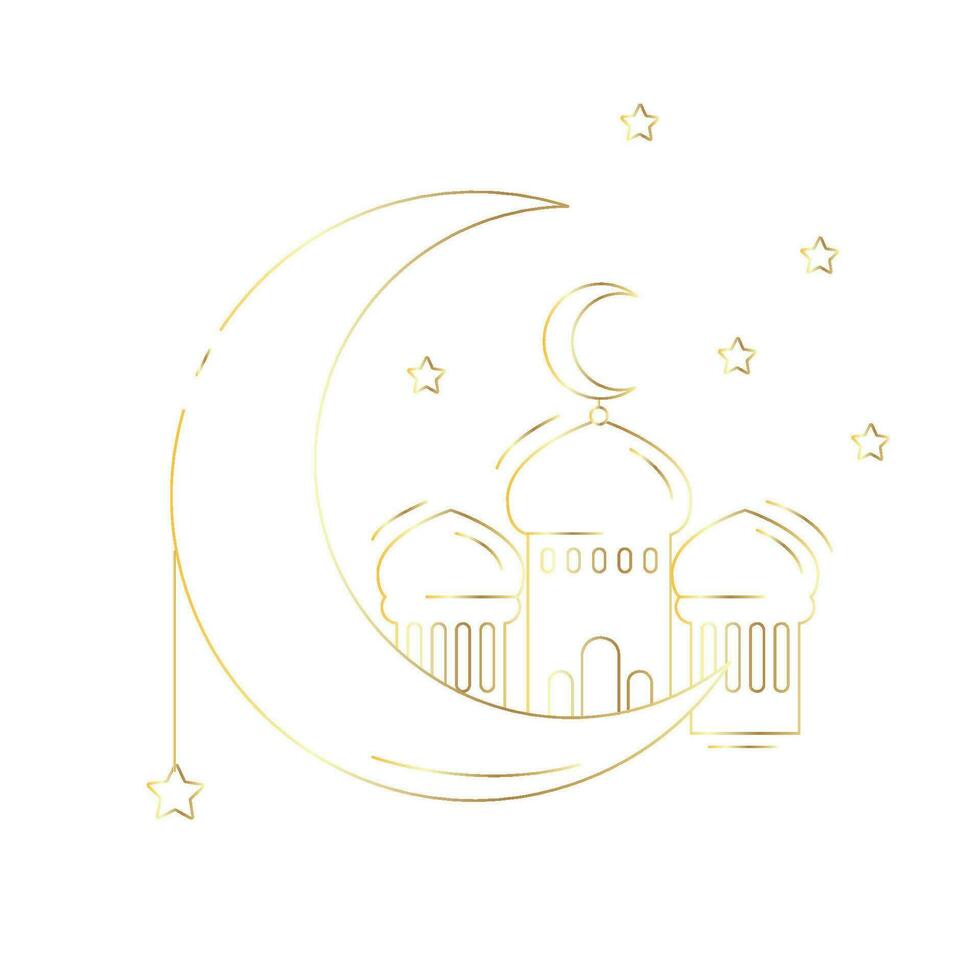 ramadan kareem golden line illustration vector