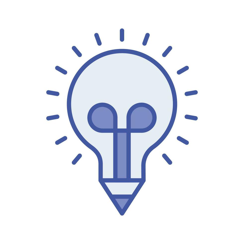 Light bulb with pencil denoting concept icon of creative writing, customizable design vector