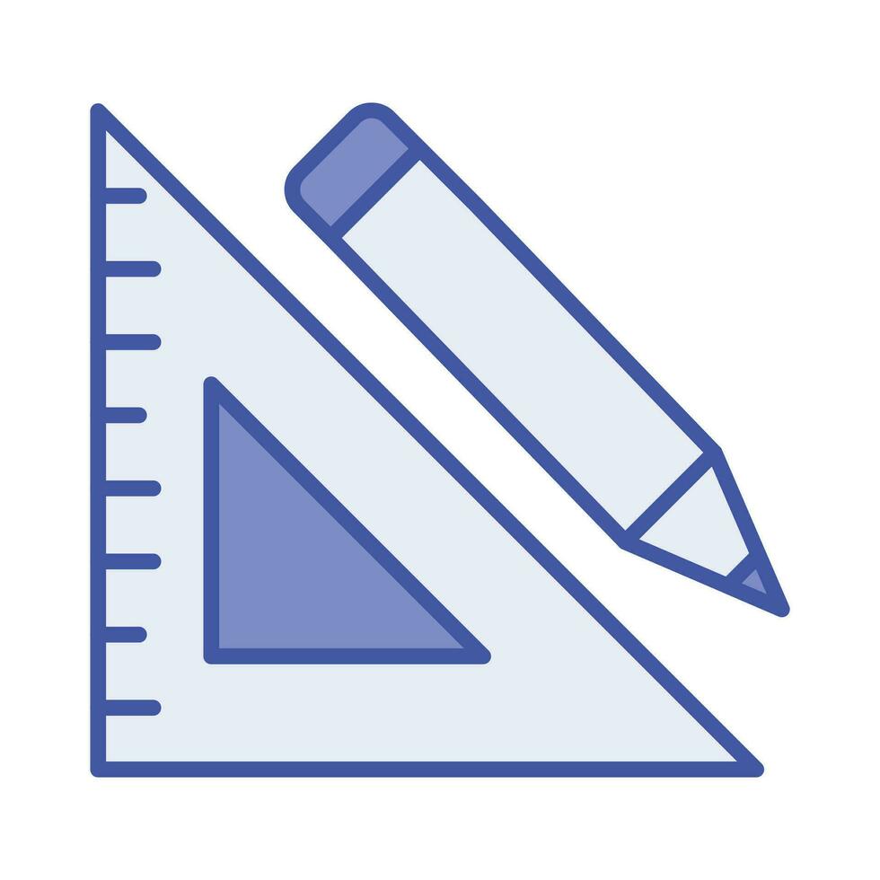 Triangle measurement ruler with pencil, concept icon of stationery vector