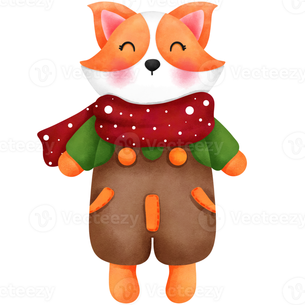 Adorable watercolor christmas baby corgi in colorful clothes and red scarf. png