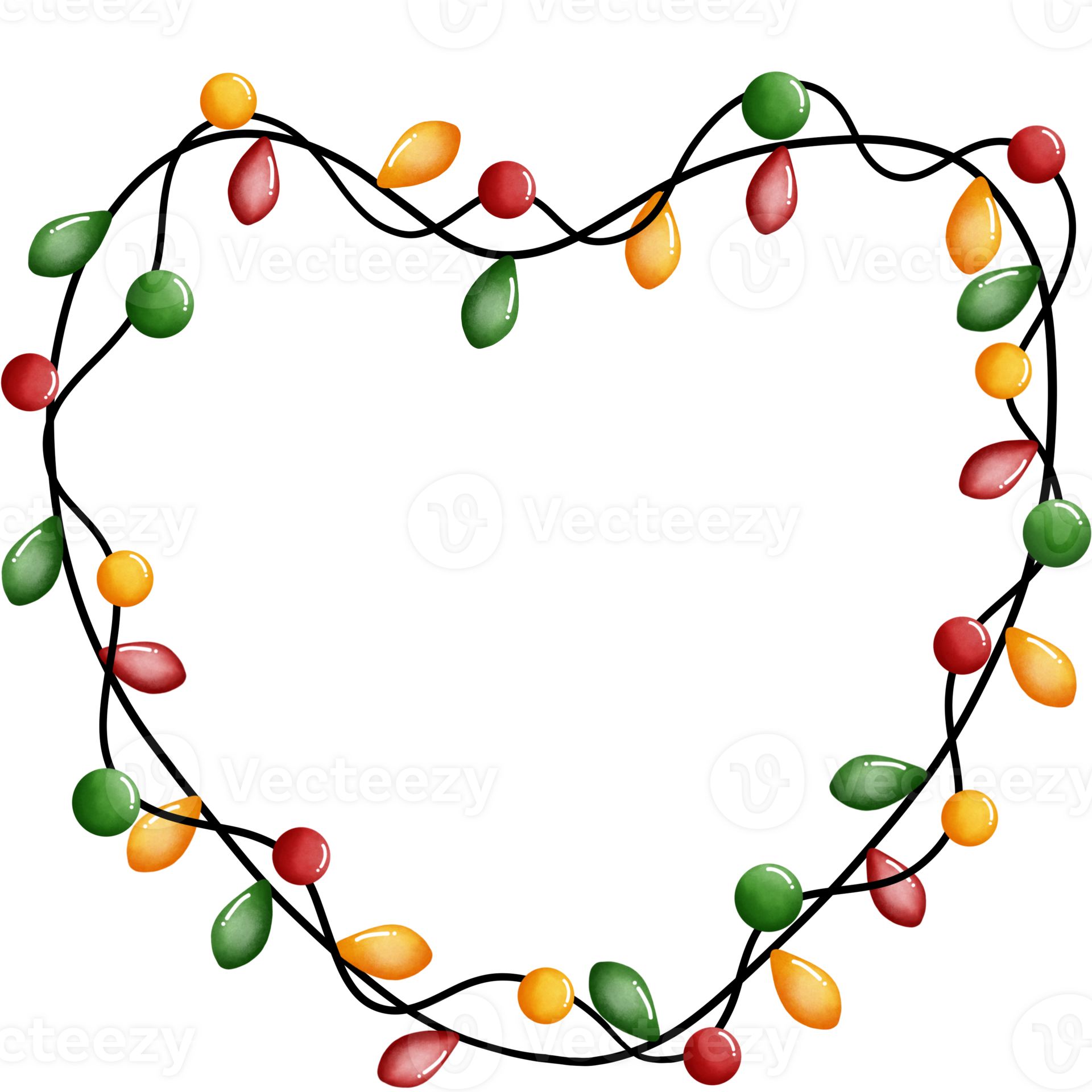 Whimsical watercolor colorful party lights frame illustration.Colorful