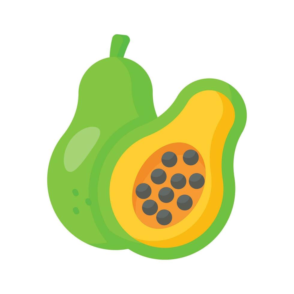 Papaya vector in flat design style, healthy and organic food
