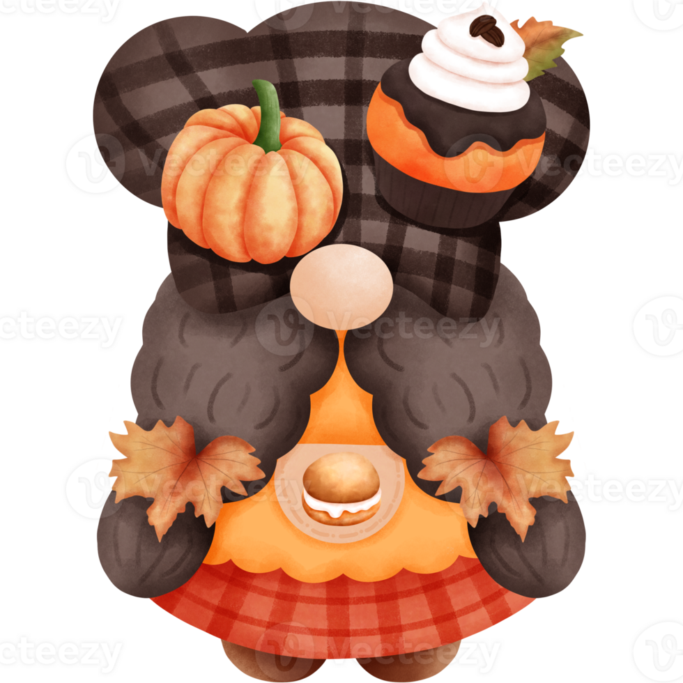 Whimsical thanksgiving gnome and autumn decoration. png