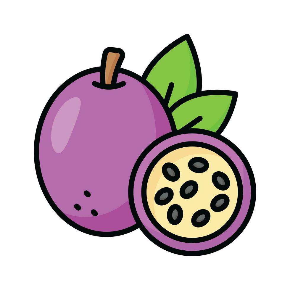 An amazing icon of passion fruit, healthy and organic food vector