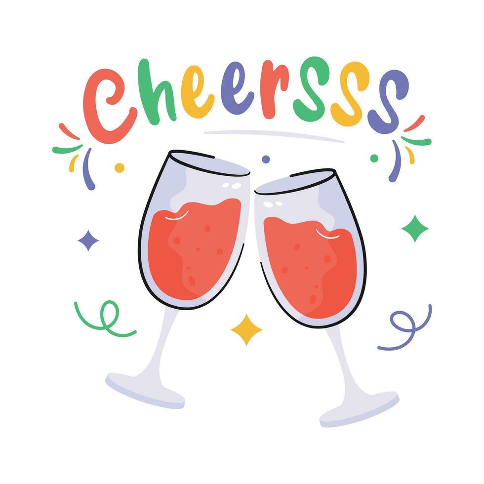 Get your hands on this visually appealing sticker of cheers, toasting, wine glasses vector