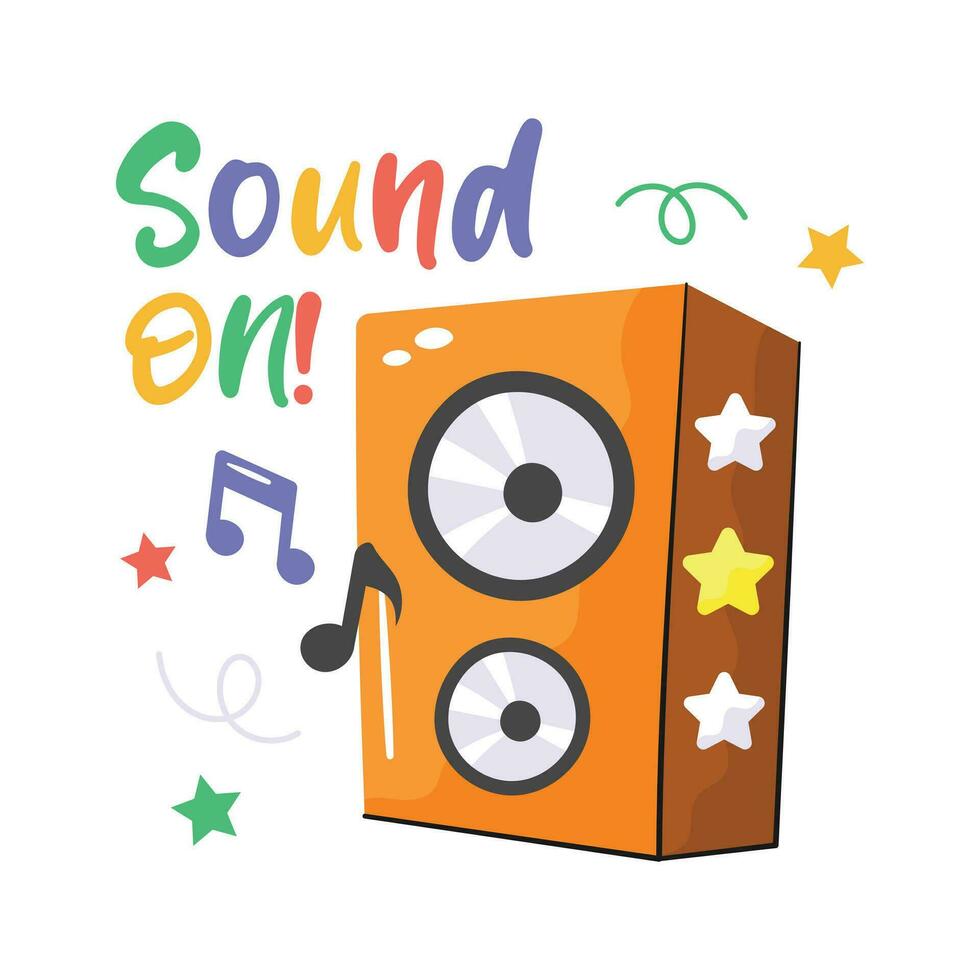 Get your hands on this creatively crafted sticker of speaker in flat style vector
