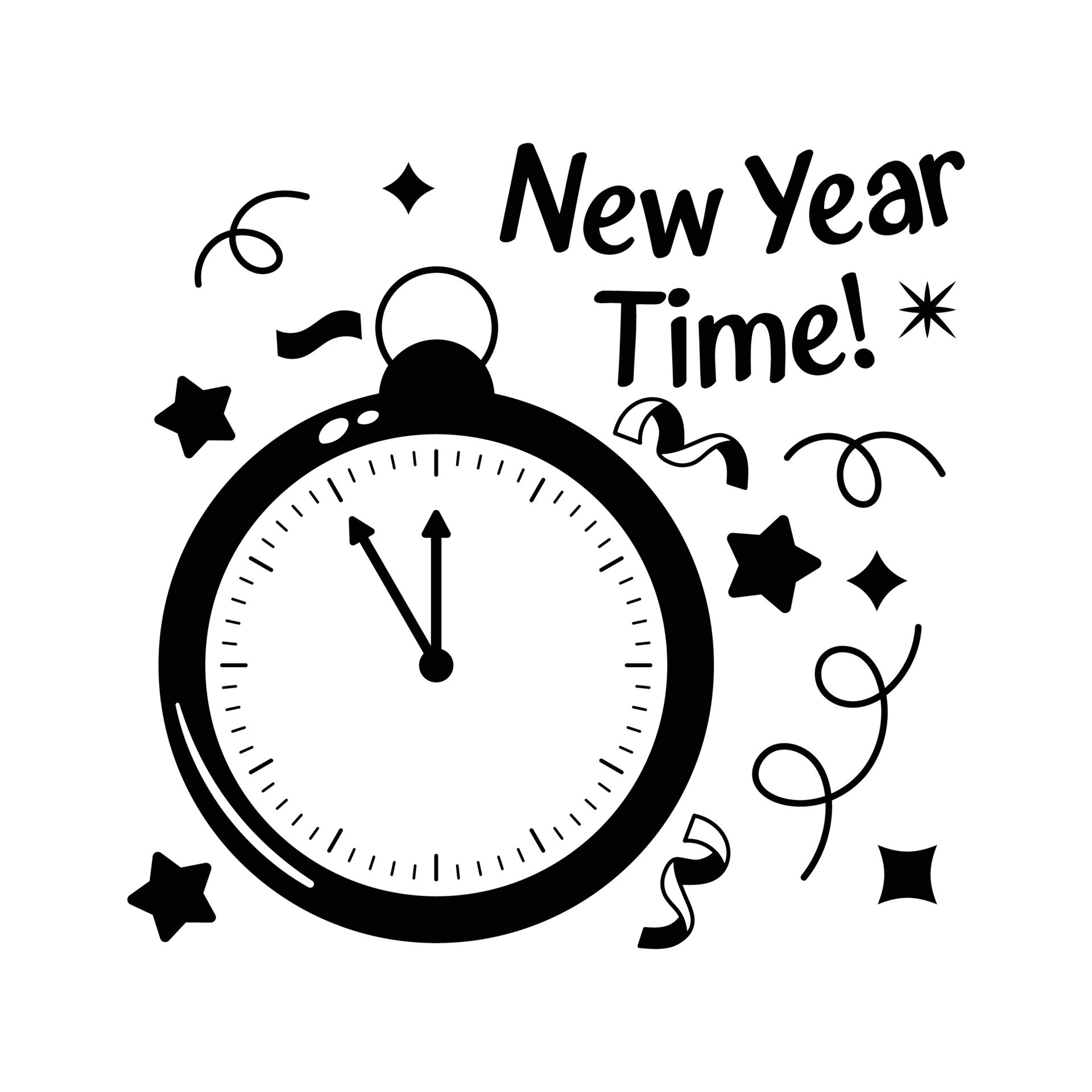 New year 2024 countdown hand drawn sticker, happy new year 2024