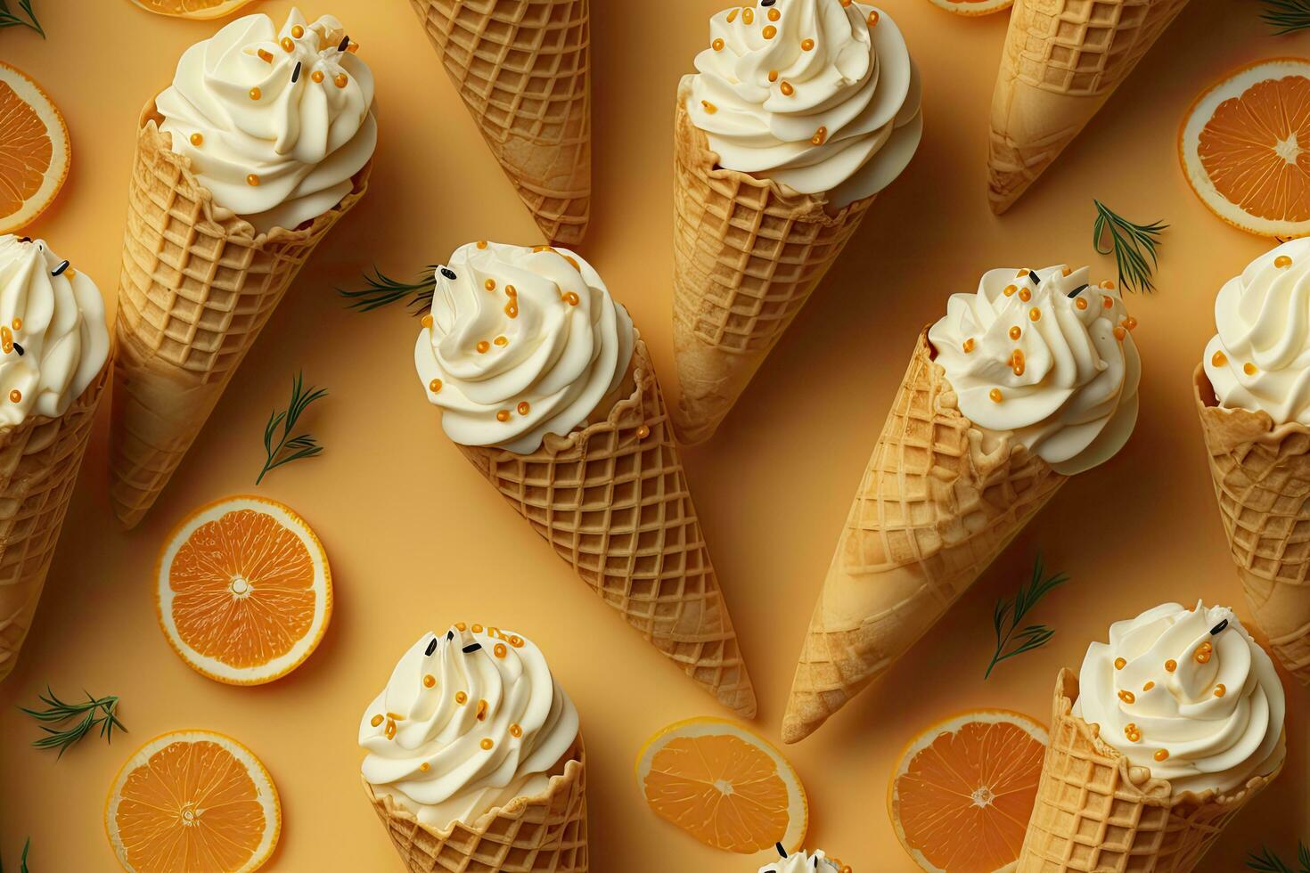 AI generated Incorporate a variety of waffle cones with different ice cream flavors. AI Generated photo
