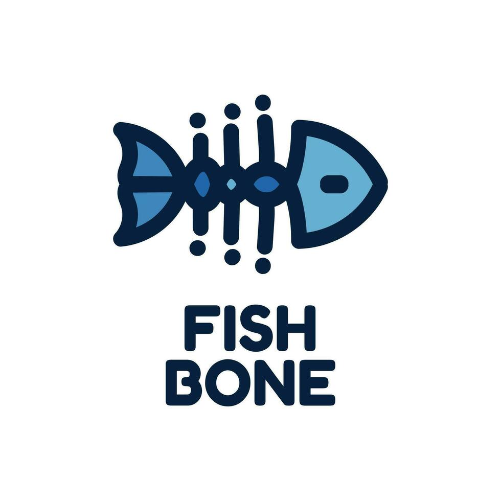 fish bone animal logo concept design illustration vector