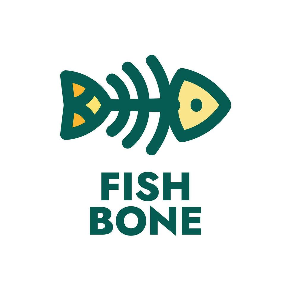 fish bone animal logo concept design illustration vector