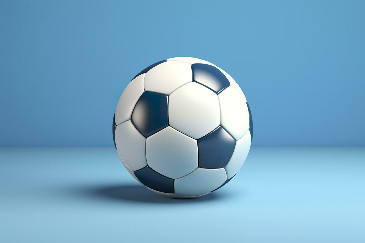 AI generated soccer ball on light blue background. Generative AI photo
