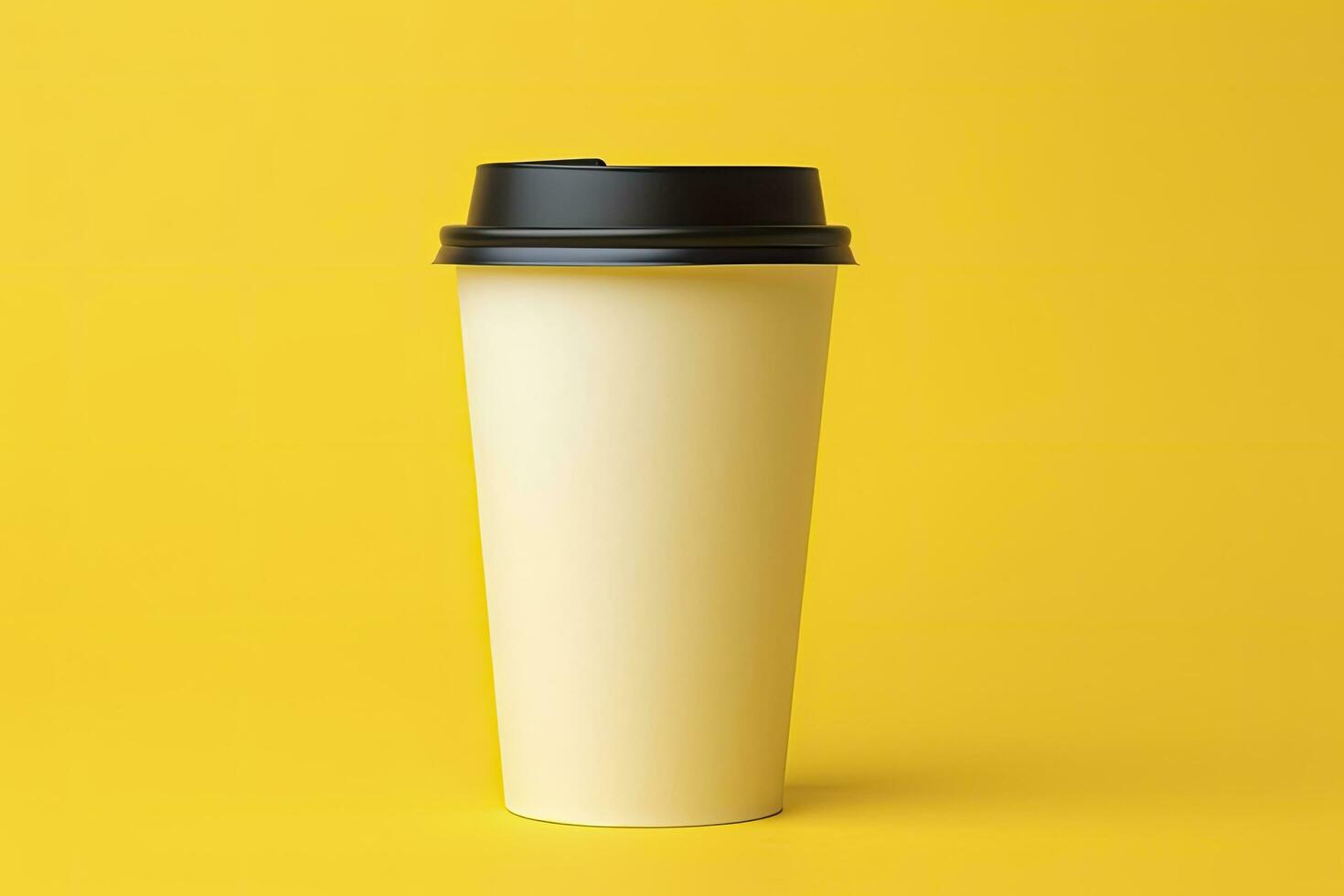 ai generado blanco café taza aislado en amarillo antecedentes. ai generado foto