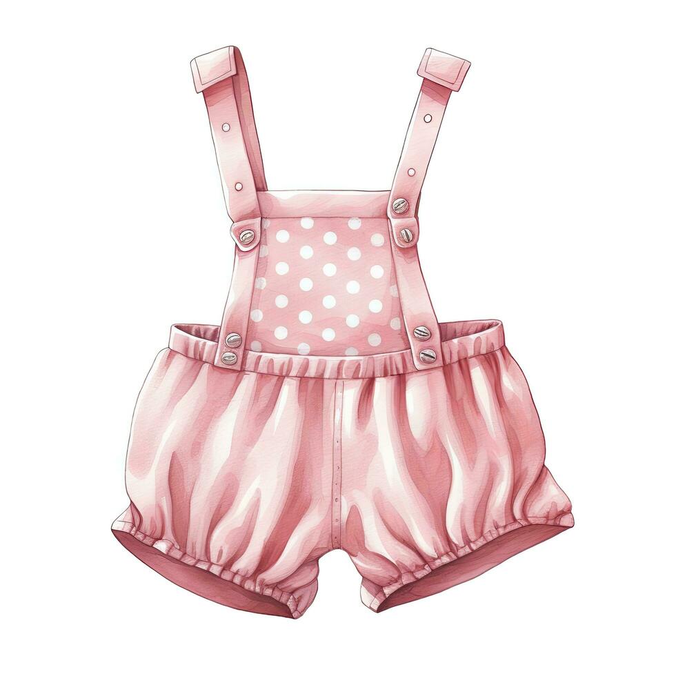 AI generated Pink baby girl romper in watercolors on a white background. AI Generated photo