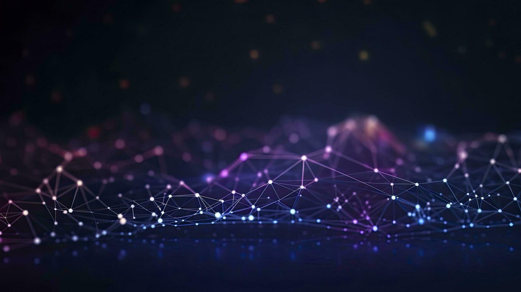 AI generated Abstract connected dots and lines. Motion of digital data flow. AI Generated photo