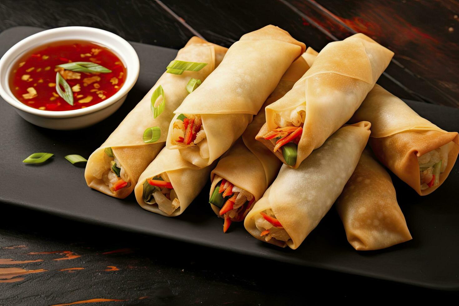 AI generated Egg rolls or spring rolls fried. AI Generated photo