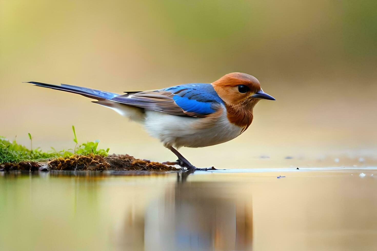 AI generated a small bird with a blue and white head sitting on a branch photo