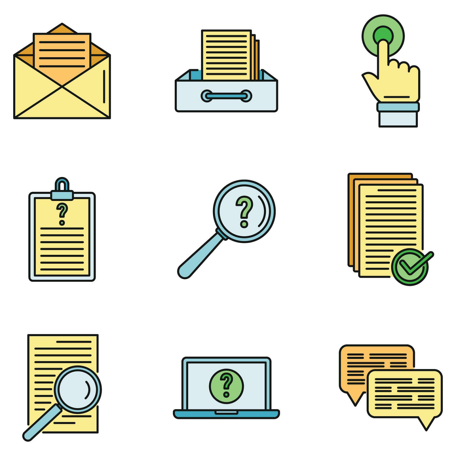 Request online form icons set vector color 35532482 Vector Art at Vecteezy