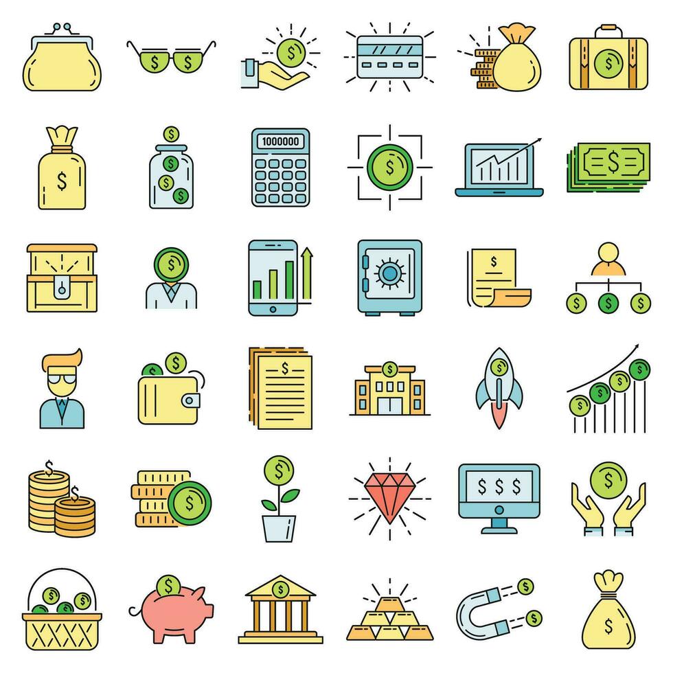 Millionaire icons set vector color