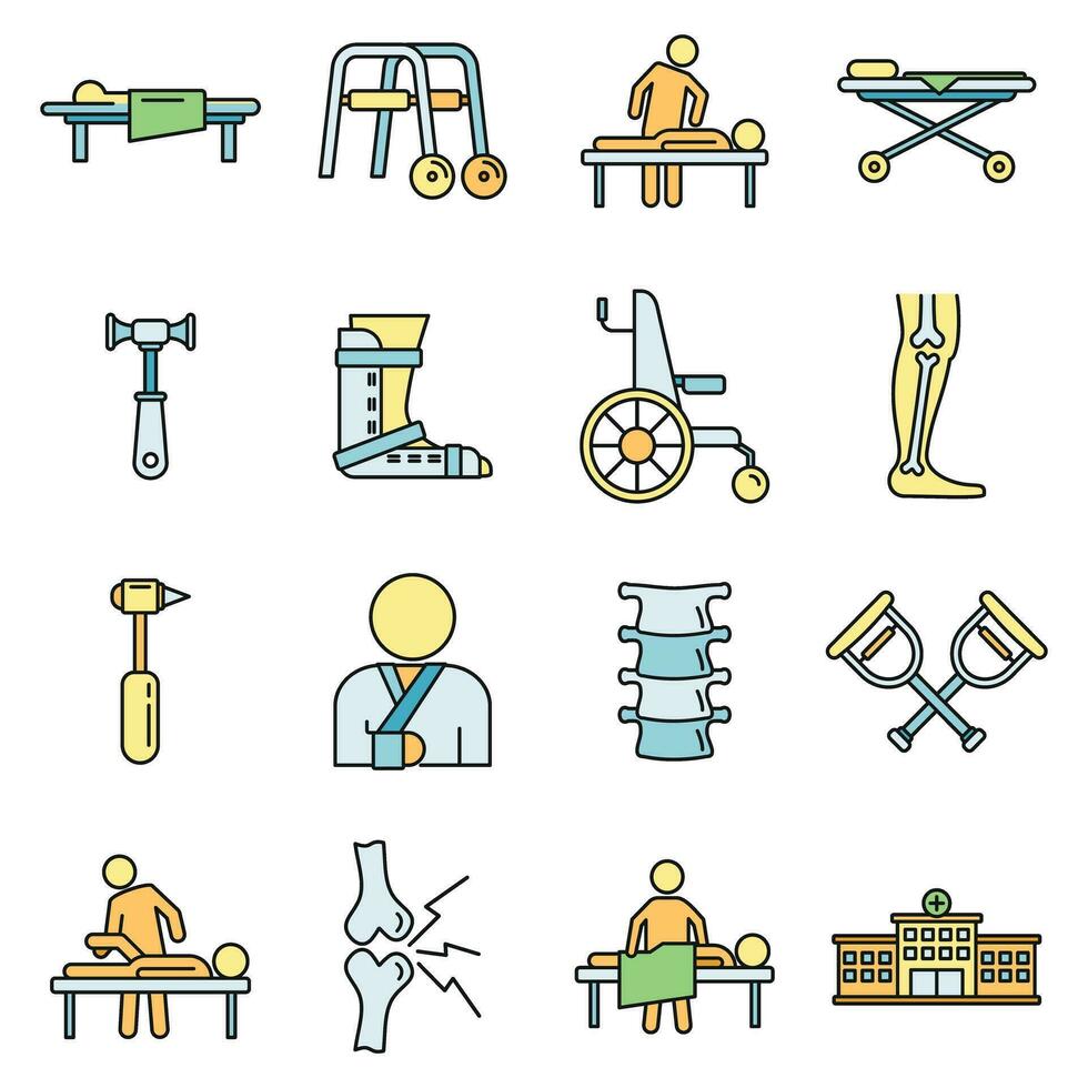 Medical chiropractor icons set vector color