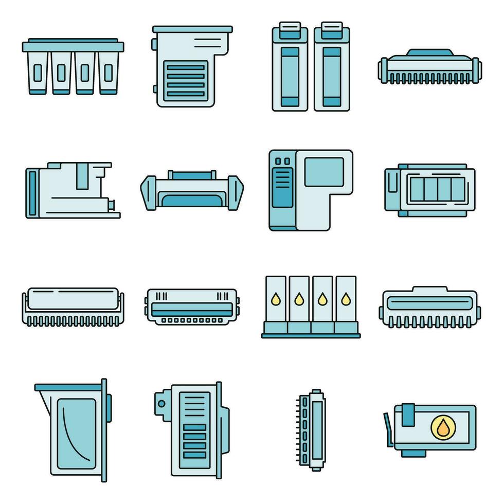 Printer cartridge icons set vector color