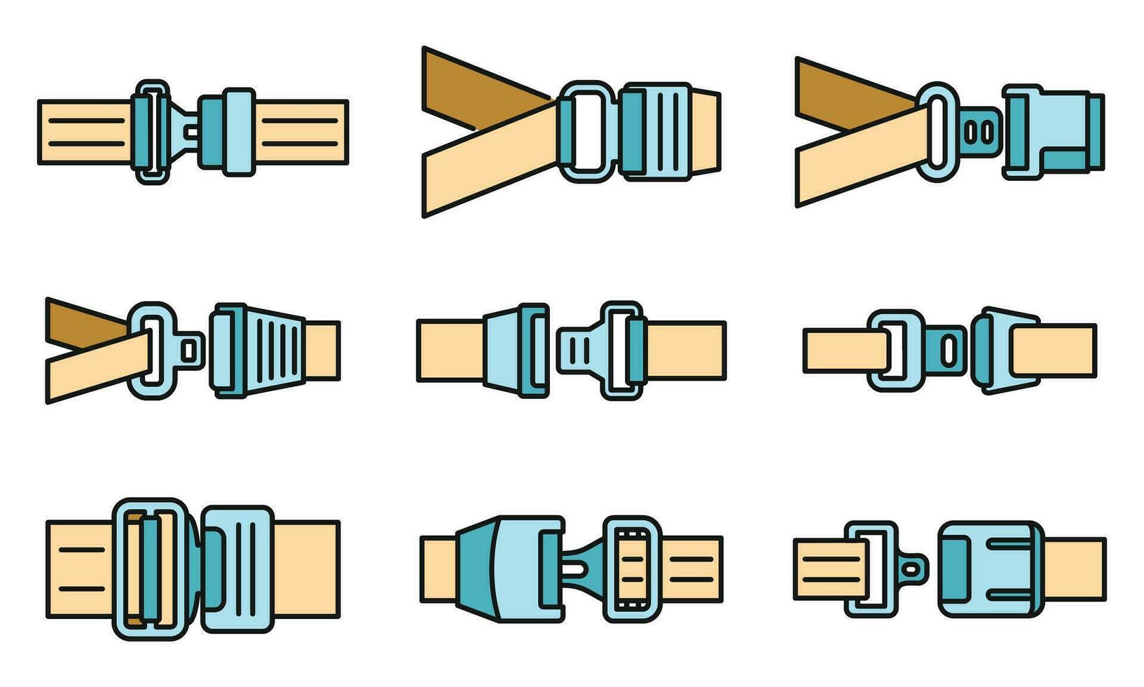 Car seatbelt icons set vector color