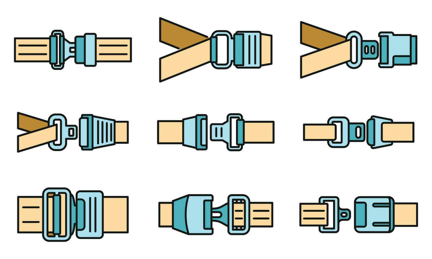 coche cinturón de seguridad íconos conjunto vector color
