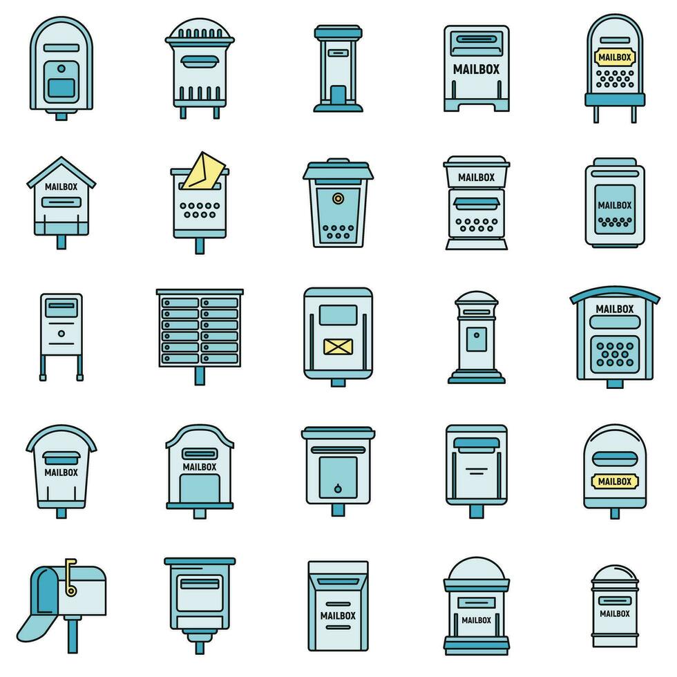 Metal mailbox icons set vector color