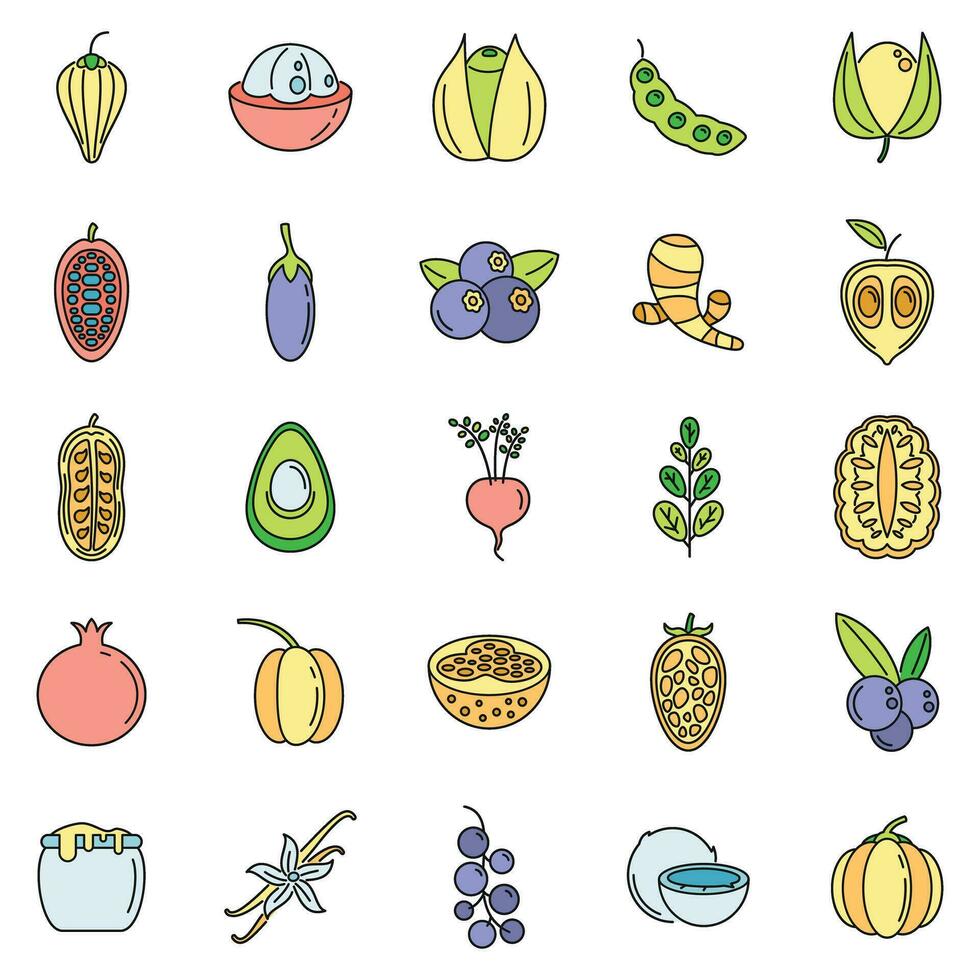 Modern superfood icons set vector color