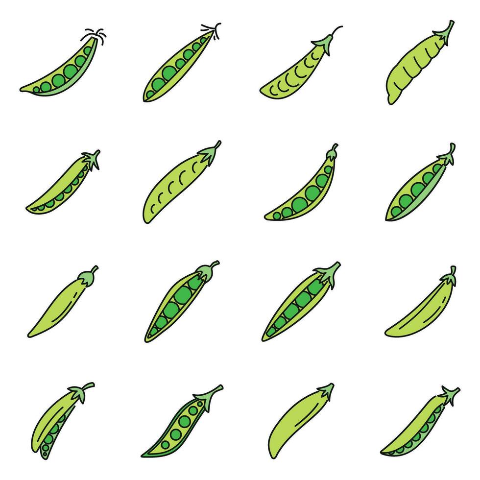 Peas bean icons set vector color