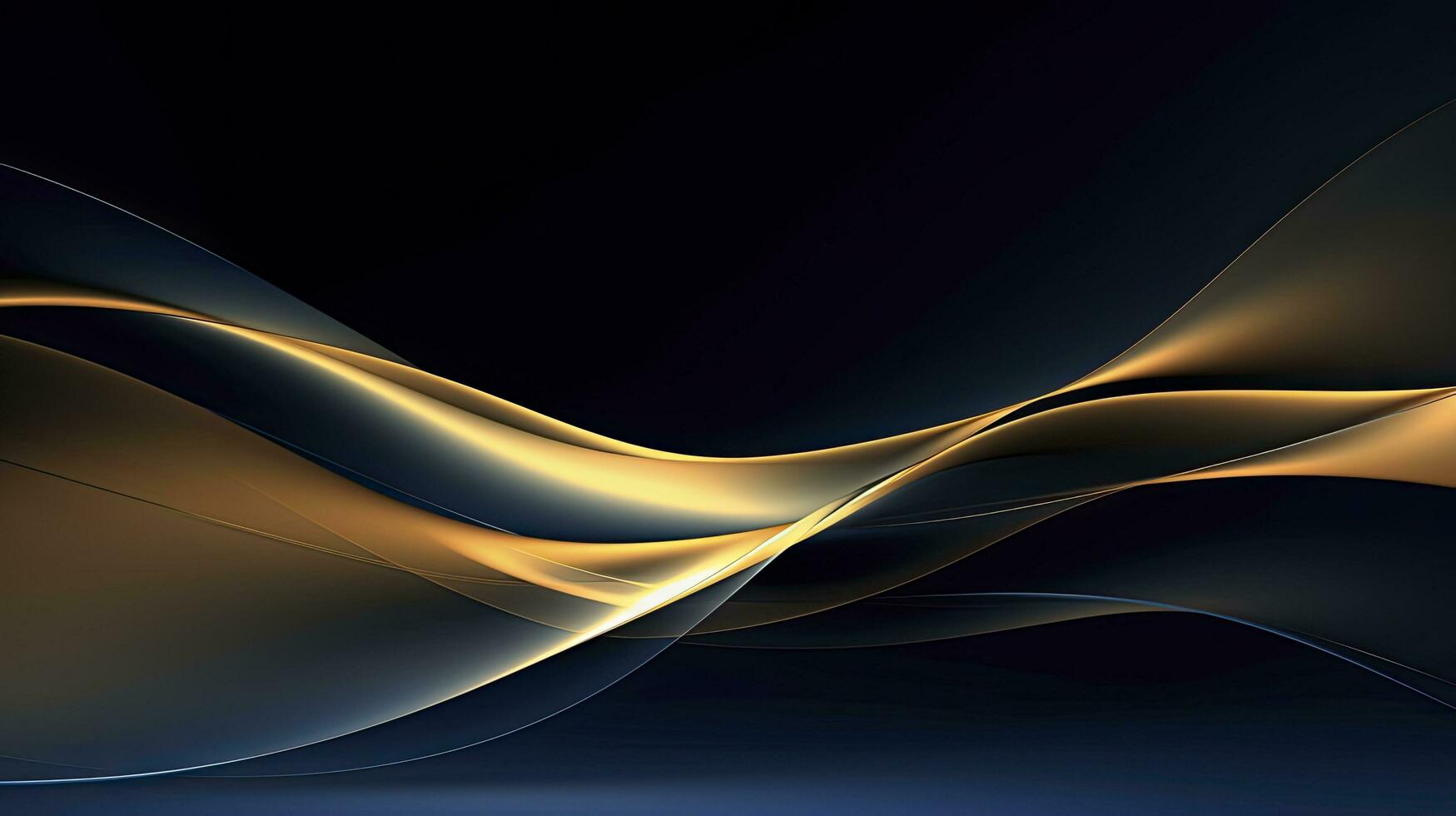 AI generated Gold and navy blue waves abstract. AI Generated. photo