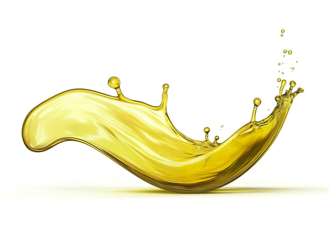 AI generated Olive or engine oil splash, cosmetic serum liquid isolated on white background. Generative AI photo