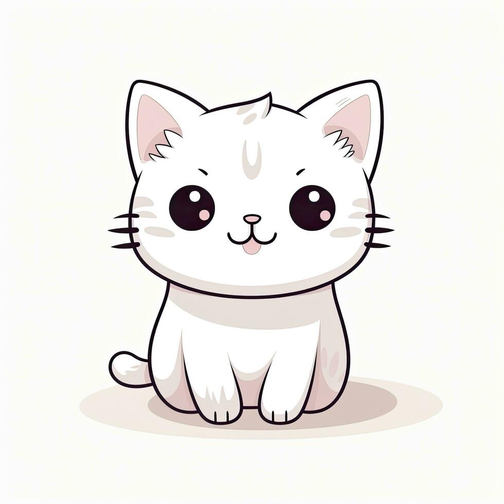 AI generated Cute Kawaii cat clipart icon white background. AI Generated photo