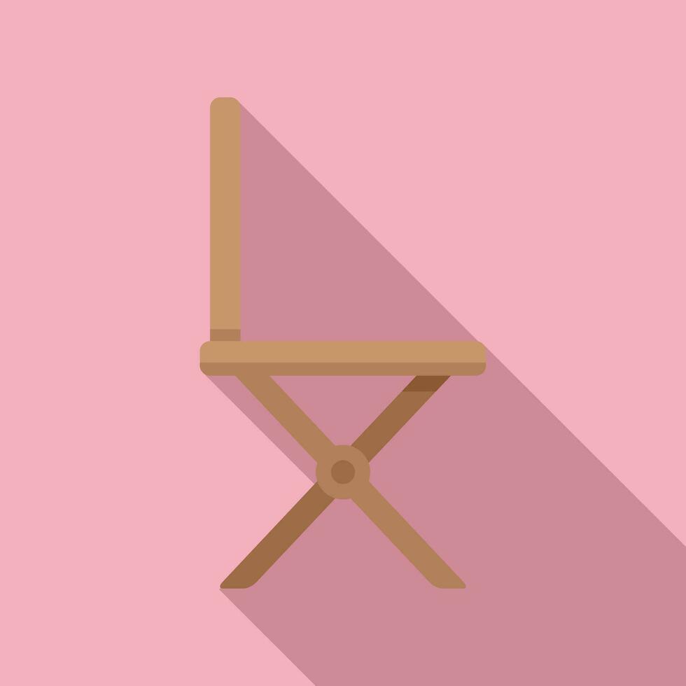 Wooden chair bench icon flat vector. Plan above parasol vector