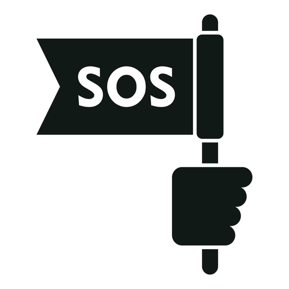 Sos help flag icon simple vector. Warning rescue vector