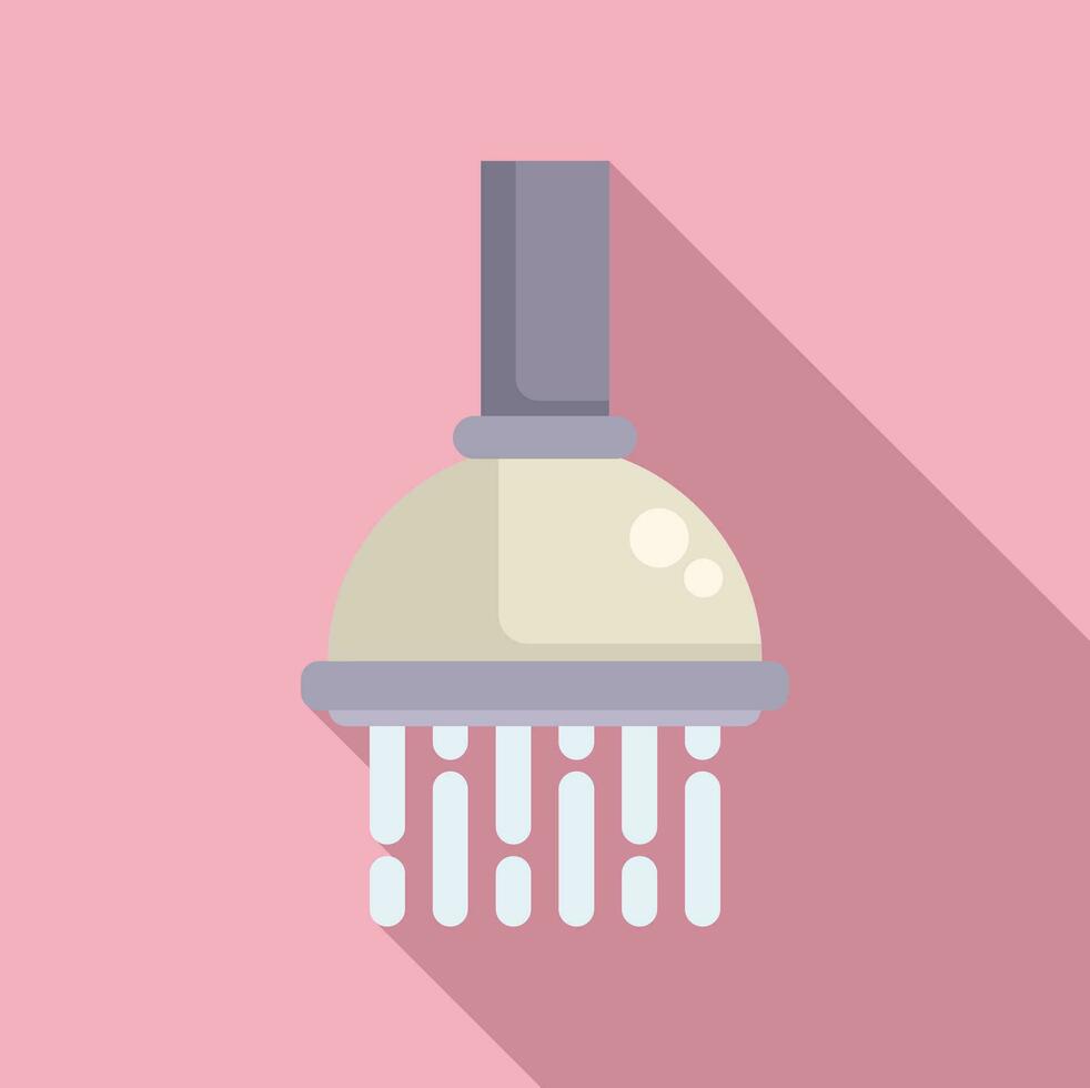 Water drops bathroom icon flat vector. Shower head vector