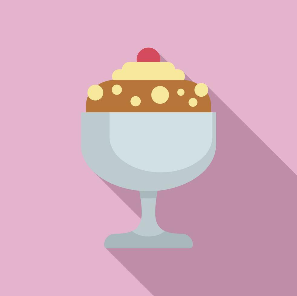 Cherry ice cream icon flat vector. Gelato bowl vector