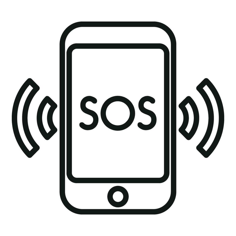 Sos help smartphone icon outline vector. Number contact vector