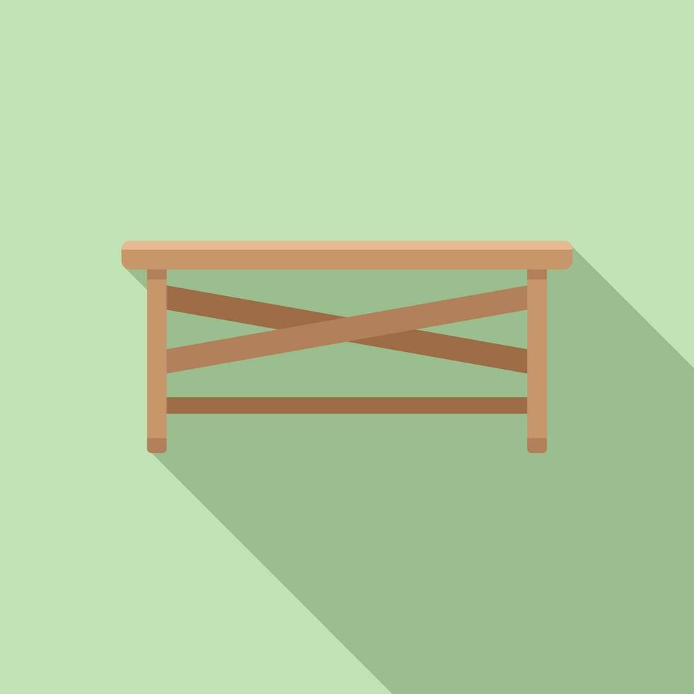 Simple wood table icon flat vector. Picnic wooden equipment vector