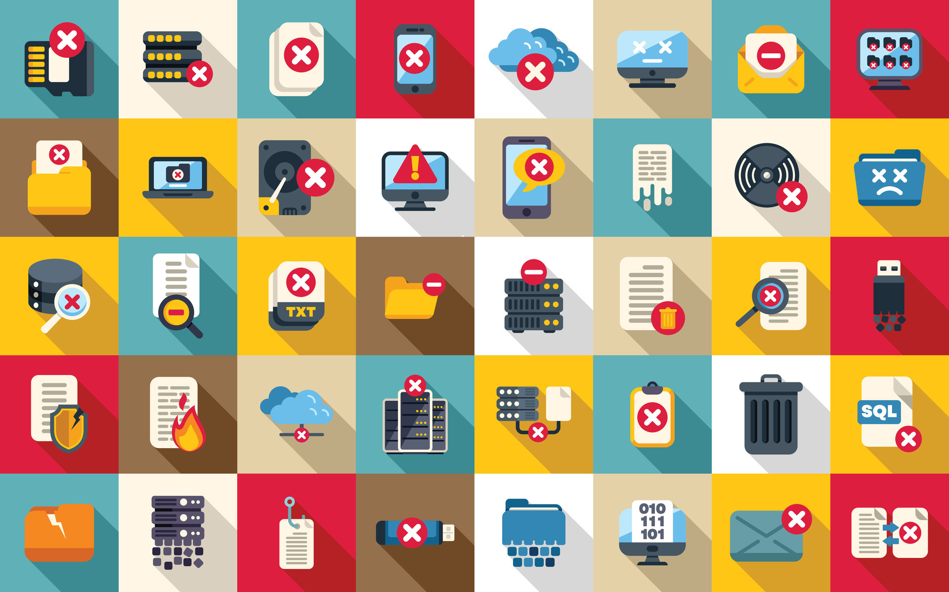 Data loss icons set flat vector. Cloud access key 35533756 Vector Art ...