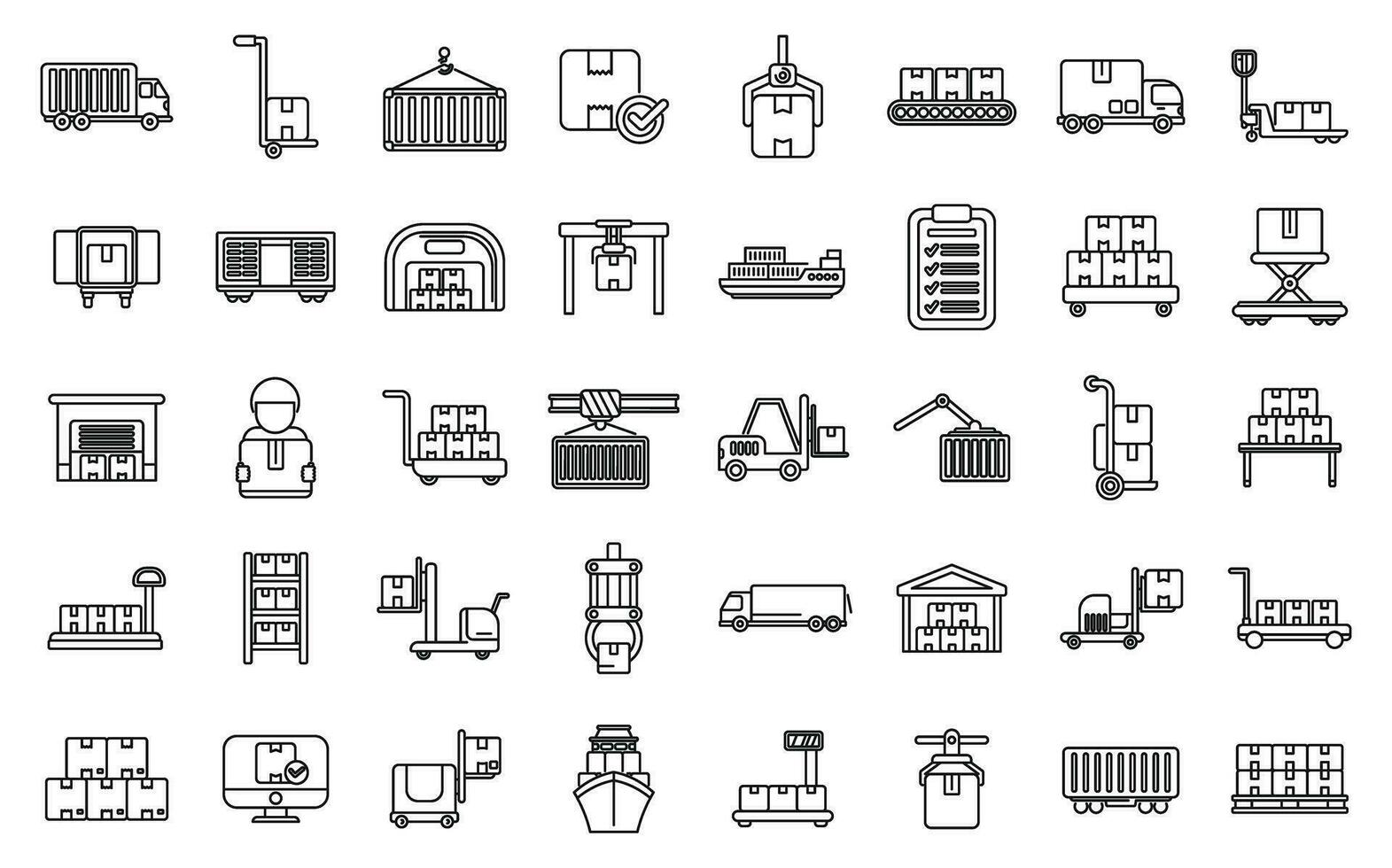 Loading of goods icons set outline vector. Delivery package box vector