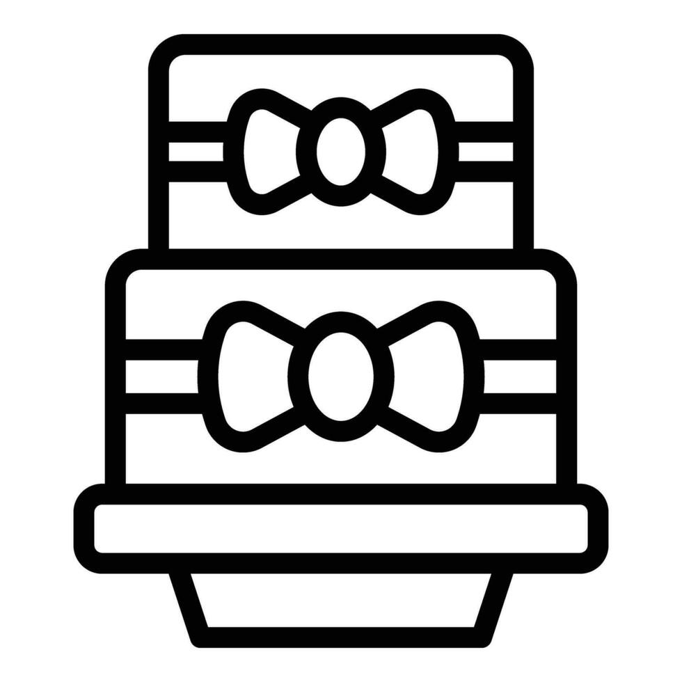 Wedding cake with ribbon icon outline vector. Decorated bridal cake vector