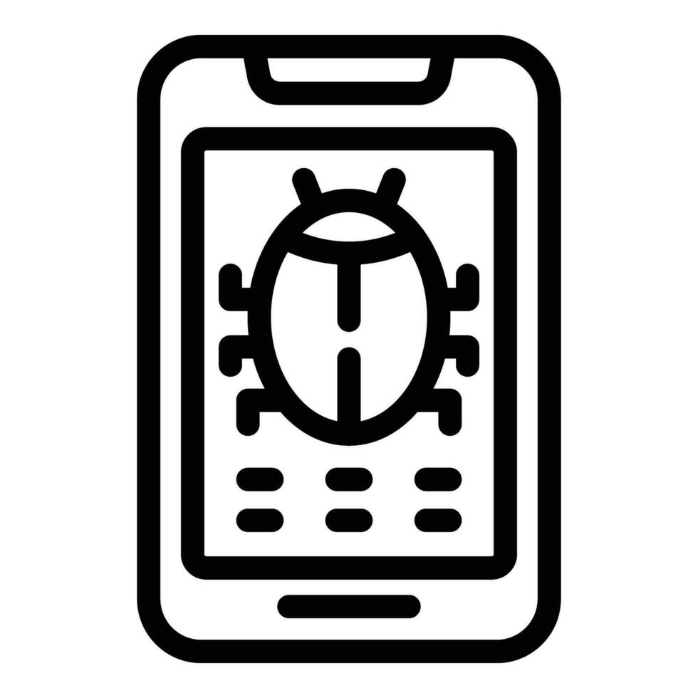 Mobile app bug icon outline vector. Application software debugging vector