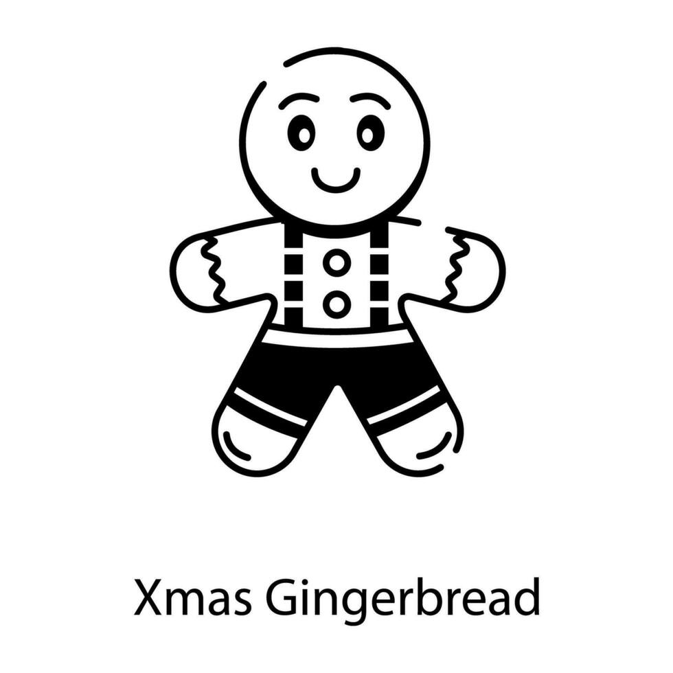 un linda línea estilo icono de Navidad pan de jengibre vector