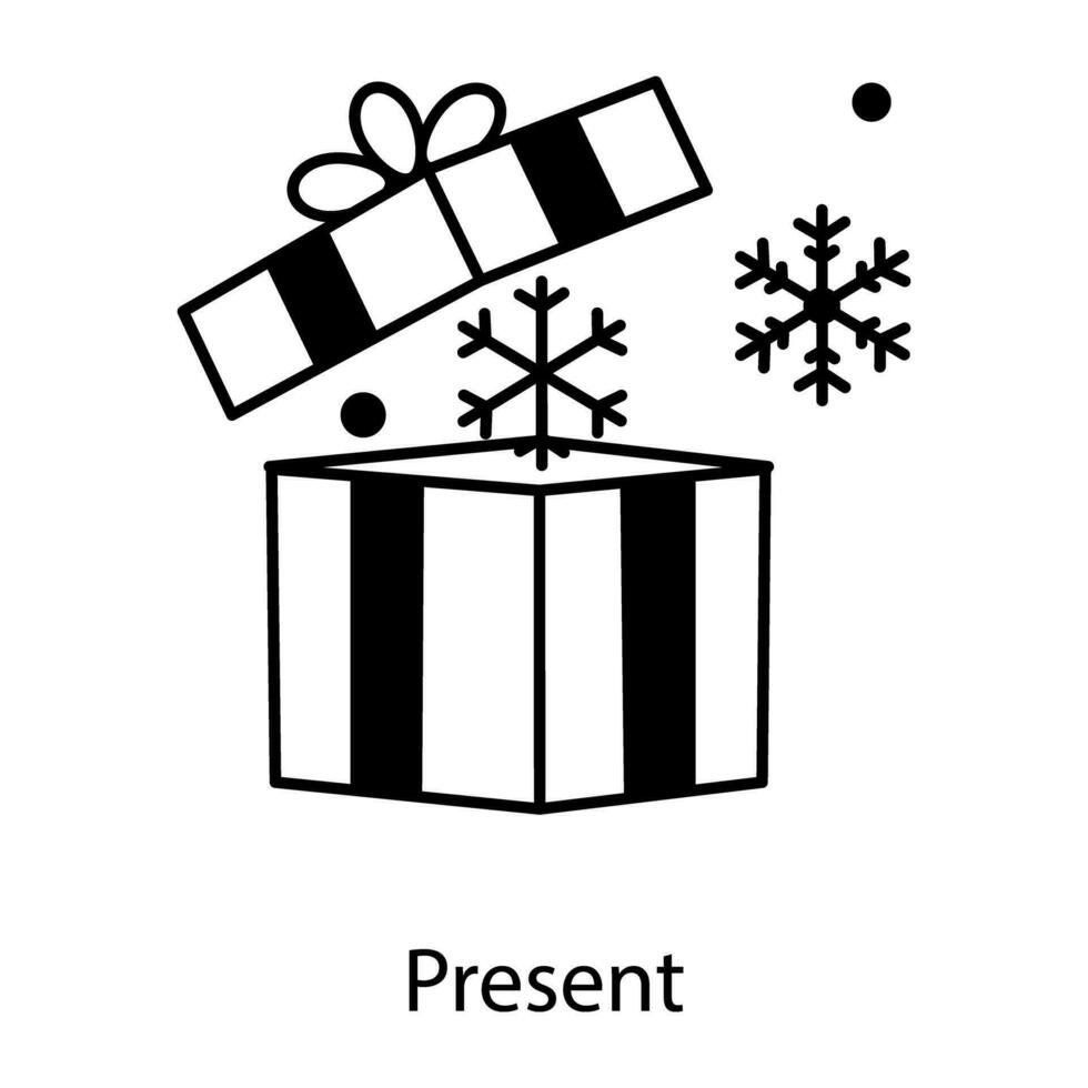 Here an outline icon of present box vector