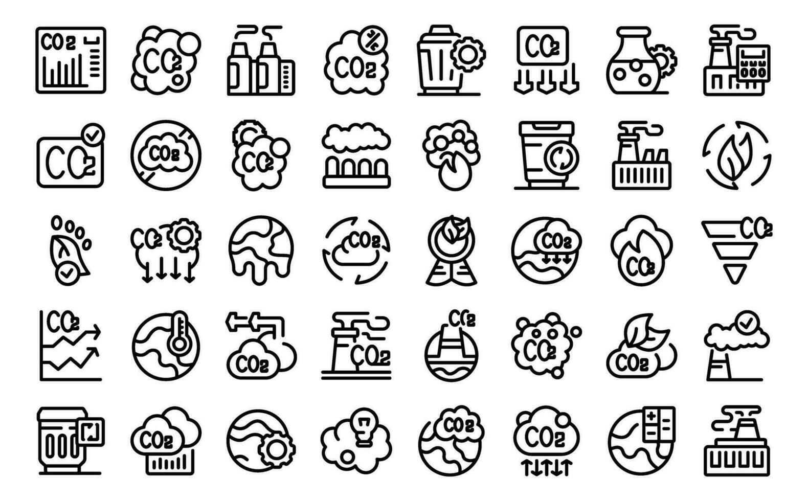 Carbon management icons set outline vector. Business reduction chart vector